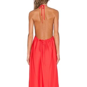 Floor length red maxi dress